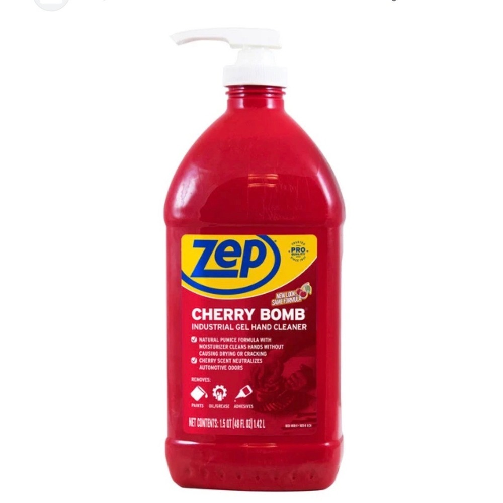Zep Cherry Bomb Industrial Gel Hand Cleaner 48 fl oz Pumice Scrub Pump Bottle